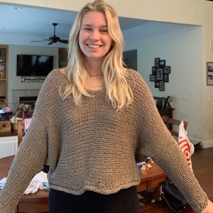 Free People flowy tan knit sweater!